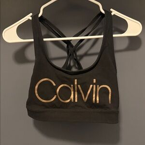 Calvin Klein Black and Gold Sports Bra